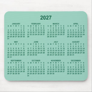 Licht Teal en Hunter Groen 2027 Kalender Muismat