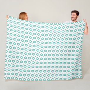 Licht Teal en Wit: Geometriana Fleece Deken
