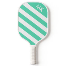Licht Teal en Wit Gestreept Monogram