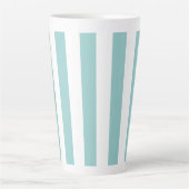Licht Teal en Witte Verticale Strepen Latte Mok (Voorkant)