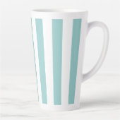 Licht Teal en Witte Verticale Strepen Latte Mok (Rechts)