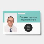 Licht Teal Foto ID Naam Badge (Voorzijde)