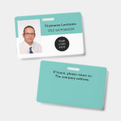 Licht Teal Foto ID Naam Badge (Voor- en achterkant)