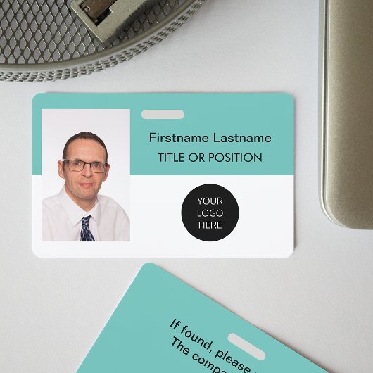 Licht Teal Foto ID Naam Badge