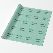 Licht Teal Handgeschreven Creatieve Trendy Naam Cadeaupapier (Uitgerold)