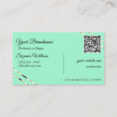 Licht Teal met Rose Gouden Lijnen Monogram QR Code Visitekaartje (Achterkant)
