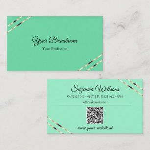 Licht Teal met Roze Gouden Lijnen en QR Code Moder Visitekaartje