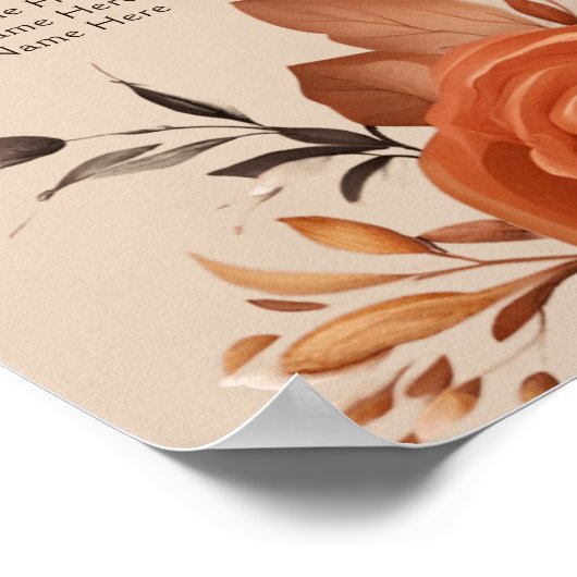 Licht Terracotta Bruiloft Zitkaarten Poster (Hoek)