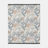 Licht Terracotta Grijs Botanisch Boho Patroon Fleece Deken (Voorkant)