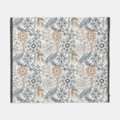 Licht Terracotta Grijs Botanisch Boho Patroon Fleece Deken (Voorkant (Horizontaal))