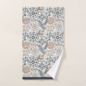 Licht Terracotta Grijs Botanisch Patroon Bad Handdoek (Handdoek)