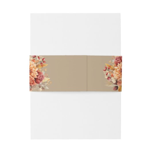 Licht Terracotta Herfst Bloemen bruiloft Uitnodigingen Wikkel (Achterkant Voorbeeld)