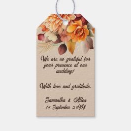 Licht Terracotta Herfst Bloemen Huwelijksgunst Lab Cadeaulabel