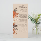 Licht terracotta verbrande Sinaasappel bruiloft Menu (Staand voorkant)