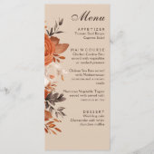 Licht terracotta verbrande Sinaasappel bruiloft Menu (Voorkant)