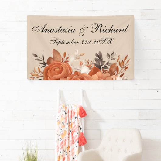 Licht terracotta verbrande Sinaasappel bruiloft Spandoek (Insitu)