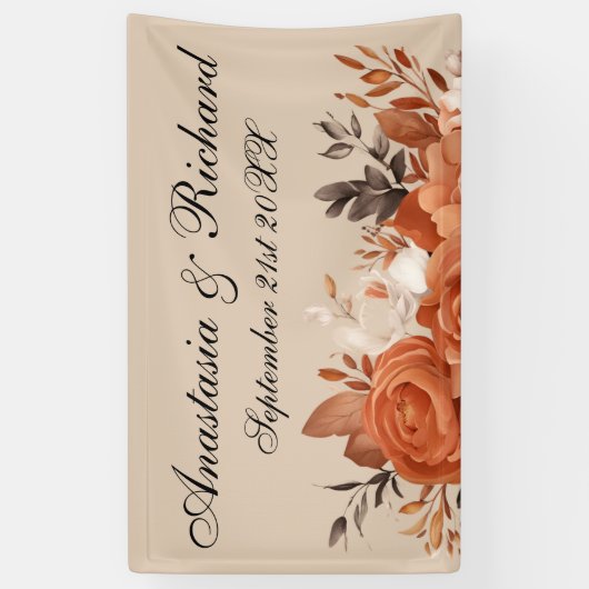 Licht terracotta verbrande Sinaasappel bruiloft Spandoek (Verticaal)