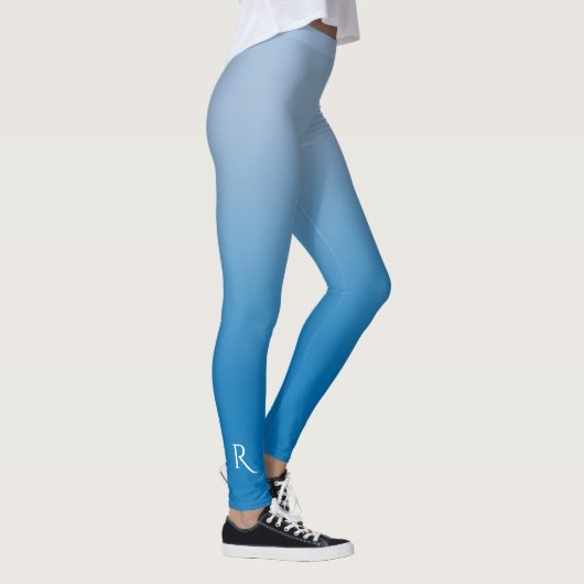 Licht tot donkerblauw gradiënt met elegant monogra leggings (Rechts)