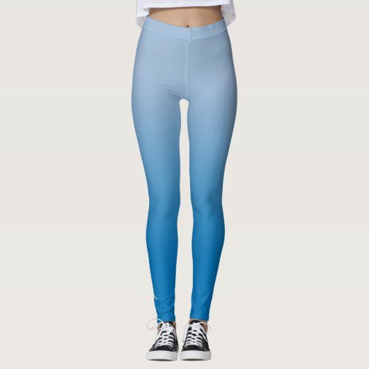 Licht tot donkerblauw gradiënt met elegant monogra leggings (Voorkant)