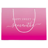 Licht tot Heet Roze Elegant Script Handtekening Na Groot Cadeauzakje (Voorkant)