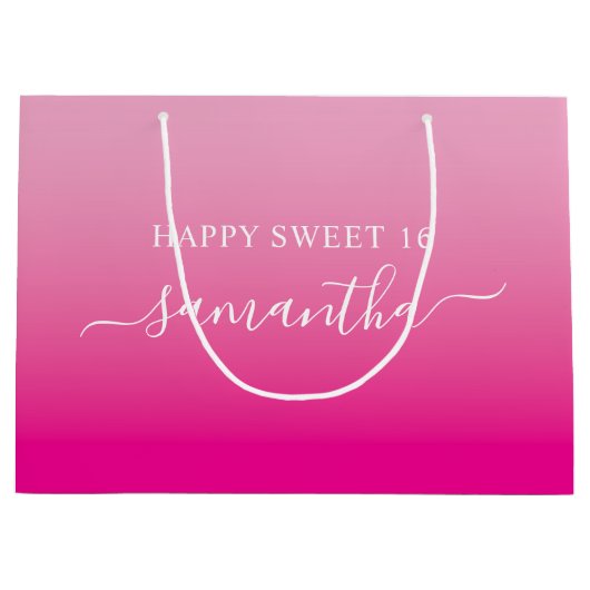 Licht tot Heet Roze Elegant Script Handtekening Na Groot Cadeauzakje (Voorkant)