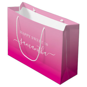Licht tot hete roze elegante script handtekening n groot cadeauzakje