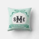 Licht Turkoois Omgekeerde Griekse Sleutel Strik Mo Kussen (Achterkant)