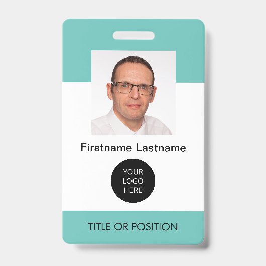Licht Turkoois Pasfoto Naambadge Badge (Voorzijde)