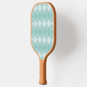 Licht Turquoise Blauw Diamanten Circuit Patroon Pickleball Paddle (Links)