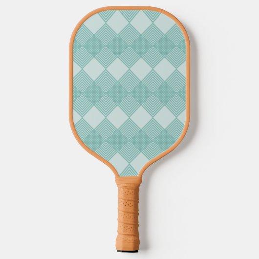 Licht Turquoise Blauw Diamanten Circuit Patroon Pickleball Paddle (Achterkant)