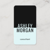 Licht Turquoise Blauw Zwart Modern Minimale Vertic Visitekaartje (Voorkant)