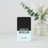 Licht Turquoise Blauw Zwart Modern Minimale Vertic Visitekaartje (Staand voorkant)