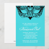 Licht turquoise blauwe maskerade uitnodigingen (Voorkant / Achterkant)