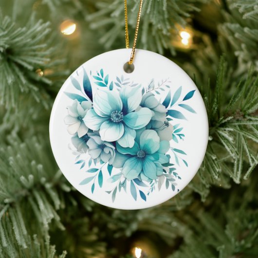 Licht Turquoise Bloemen Ornament (Boom)