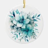 Licht Turquoise Bloemen Ornament (Voorkant)