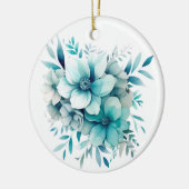 Licht Turquoise Bloemen Ornament (Links)