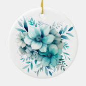 Licht Turquoise Bloemen Ornament (Achterkant)