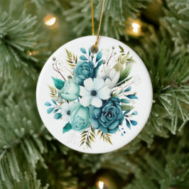 Licht Turquoise Bloemen Ornament