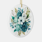 Licht Turquoise Bloemen Ornament (Rechts)