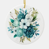 Licht Turquoise Bloemen Ornament (Voorkant)