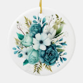 Licht Turquoise Bloemen Ornament (Achterkant)