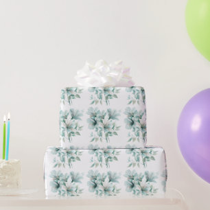 Licht turquoise bloemetjeswikkelpapier cadeaupapier