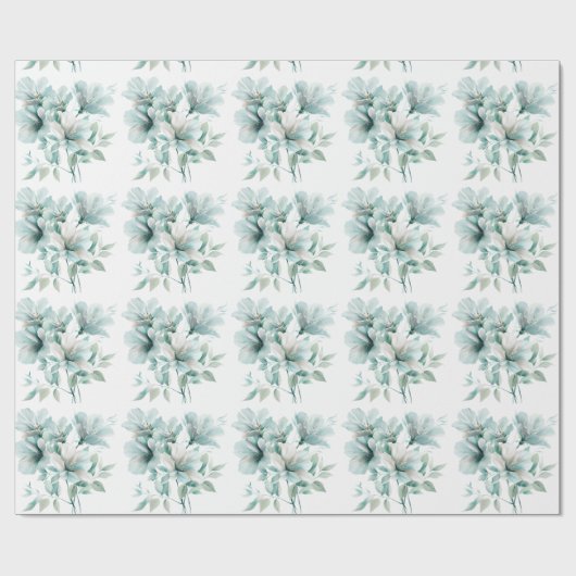 Licht turquoise bloemetjeswikkelpapier cadeaupapier (Vlak)