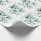 Licht turquoise bloemetjeswikkelpapier cadeaupapier (Hoek)