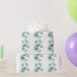 Licht turquoise bloemetjeswikkelpapier cadeaupapier<br><div class="desc">Een prachtig bleek turquoise bloemmotief op een witte achtergrond. Ontworpen voor vrijgezellenfeest of huwelijk,  jubileum en dergelijke.</div>