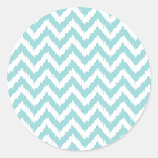 Licht turquoise chevron patroon ronde sticker (Voorkant)