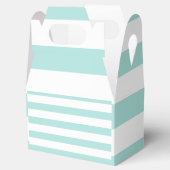 Licht turquoise en wit brede horizontale strepen bedankdoosjes (Geopend)