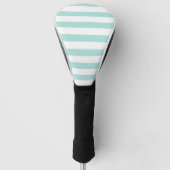 Licht turquoise en wit brede horizontale strepen golfheadcover (Voorkant)