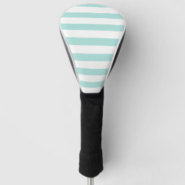 Licht turquoise en wit brede horizontale strepen golfheadcover