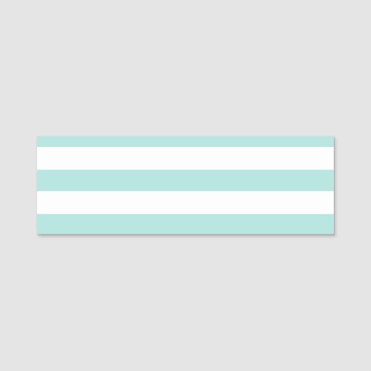 Licht turquoise en wit brede horizontale strepen naamplaatje (Voorkant)